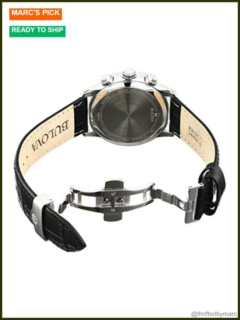 Vintage Men's 6-Hand Chronograph Calendar Big Date Leather Strap Quartz Watch